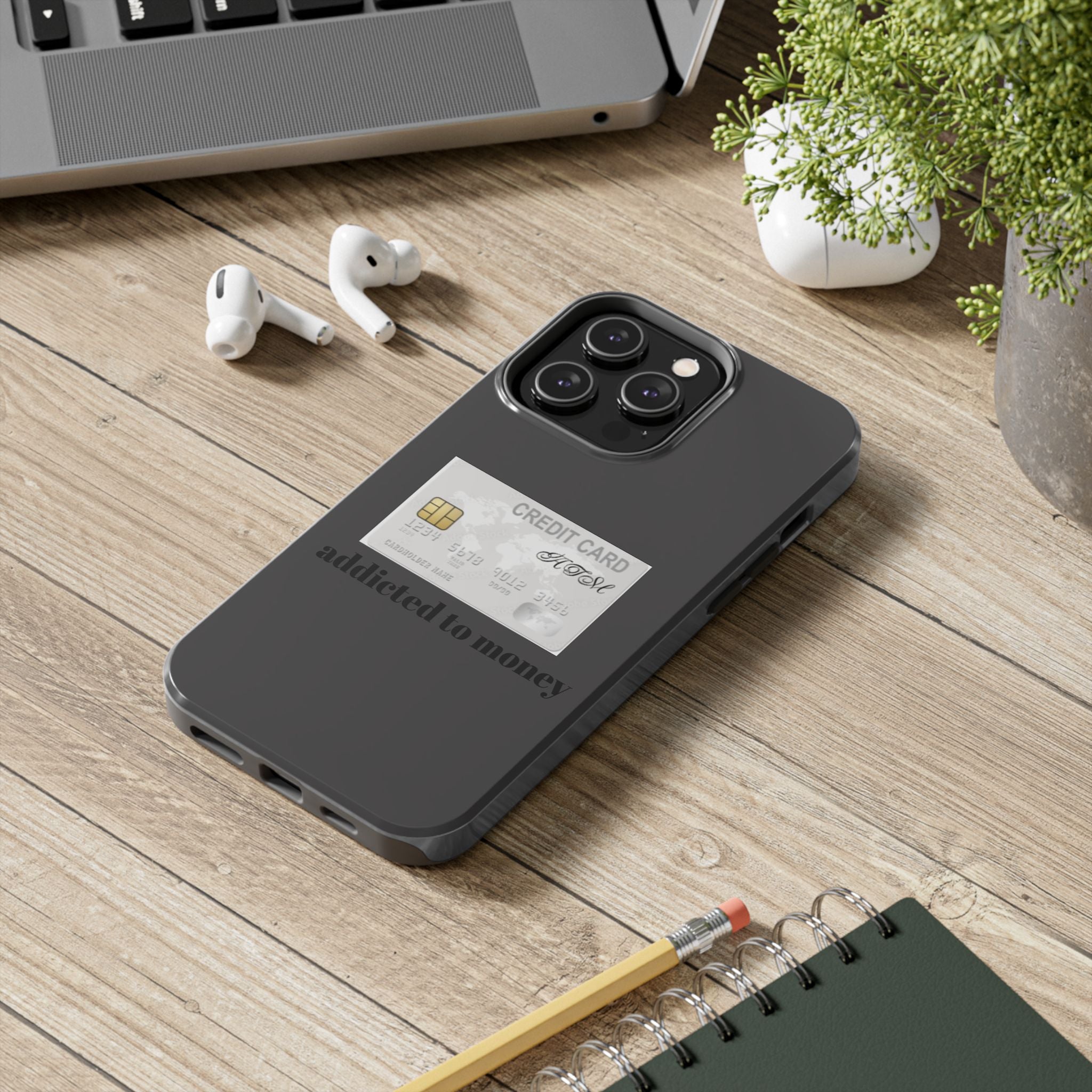 Addicted Credit Card Graphic Tough Phone Case — Minimal White Protective Cover