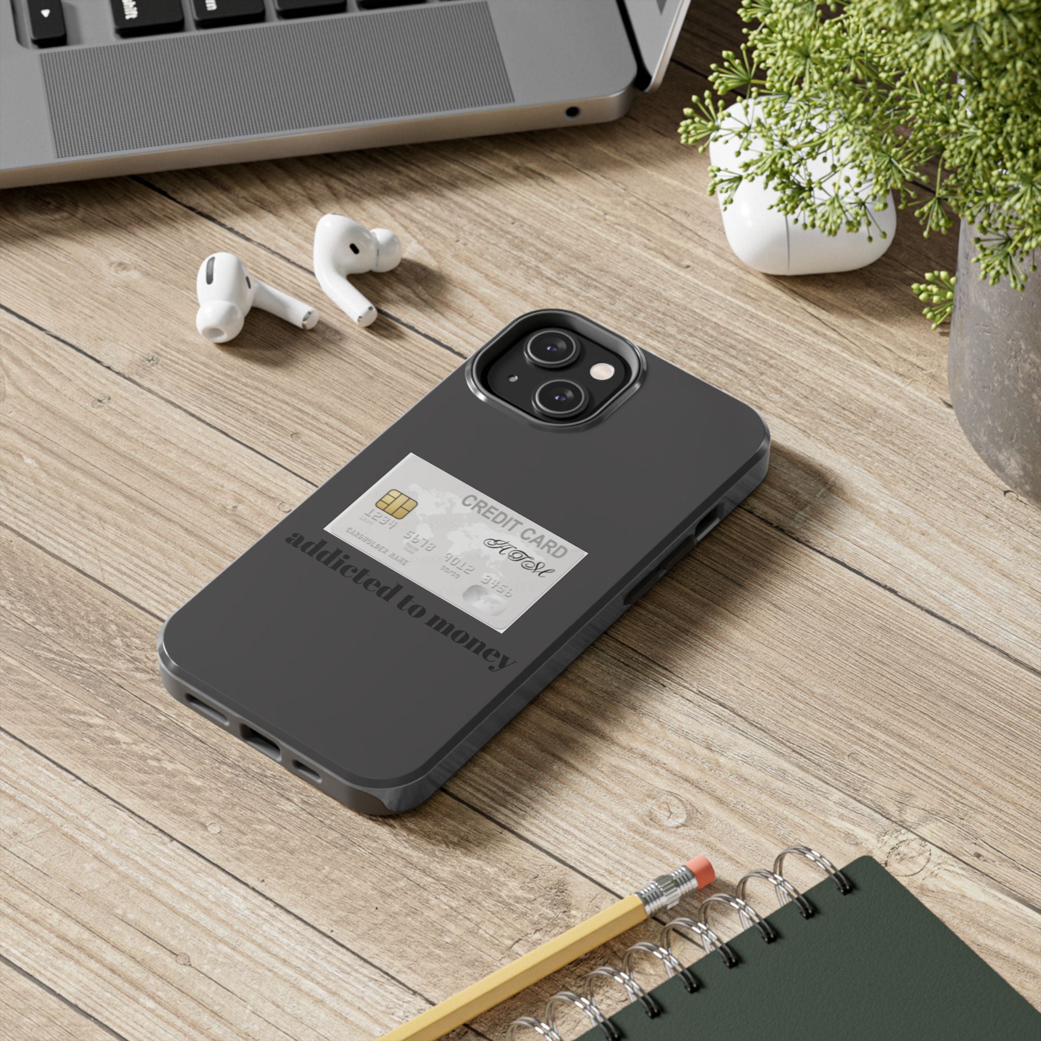 Addicted Credit Card Graphic Tough Phone Case — Minimal White Protective Cover