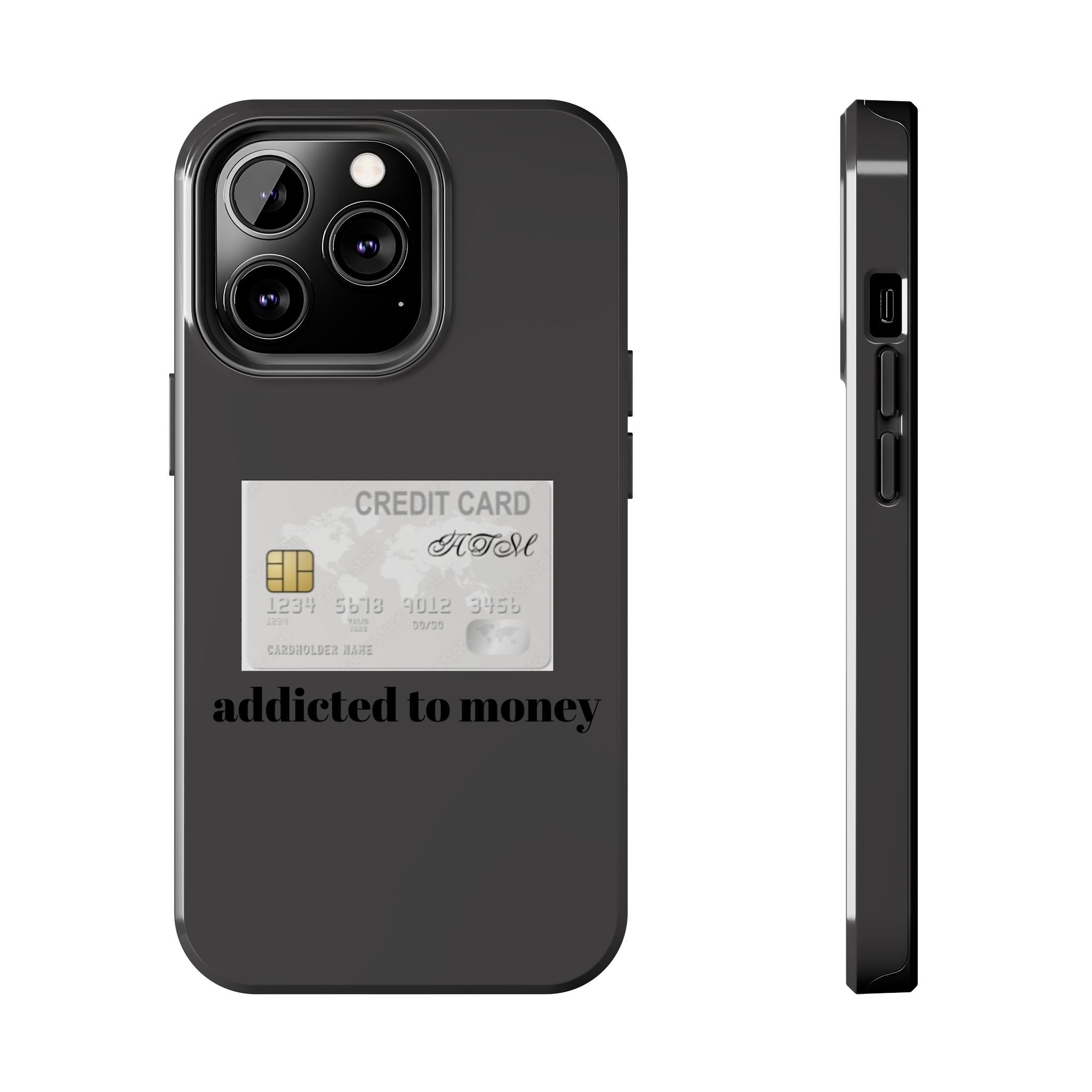 Addicted Credit Card Graphic Tough Phone Case — Minimal White Protective Cover